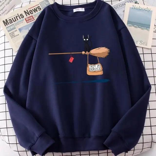 Elegant Cute Cat Print Sweatshirts Women Casual Crewneck Sportswear Fleece Warm Fleece Sweatshirt Loose Autumn Clothes Casual Women's Printed Hooded Sweatshirt Loose Tunic Blouse Top Utility Pockets Ladies Sweatshirts