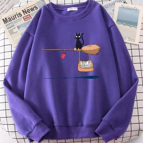 Elegant Cute Cat Print Sweatshirts Women Casual Crewneck Sportswear Fleece Warm Fleece Sweatshirt Loose Autumn Clothes Casual Women's Printed Hooded Sweatshirt Loose Tunic Blouse Top Utility Pockets Ladies Sweatshirts