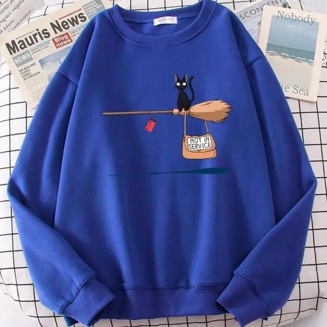 Elegant Cute Cat Print Sweatshirts Women Casual Crewneck Sportswear Fleece Warm Fleece Sweatshirt Loose Autumn Clothes Casual Women's Printed Hooded Sweatshirt Loose Tunic Blouse Top Utility Pockets Ladies Sweatshirts