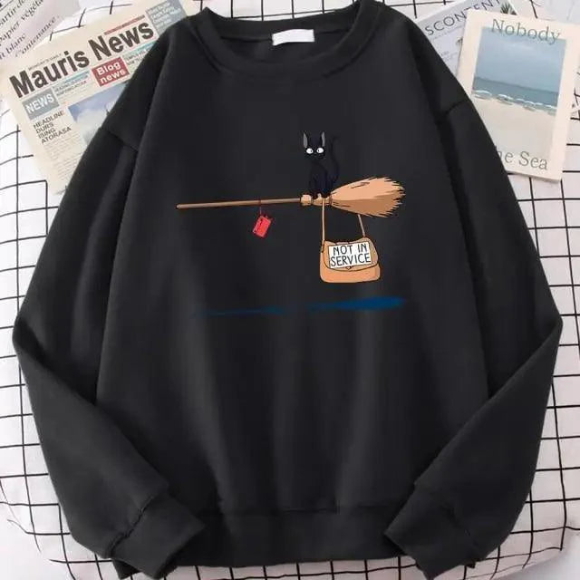 Elegant Cute Cat Print Sweatshirts Women Casual Crewneck Sportswear Fleece Warm Fleece Sweatshirt Loose Autumn Clothes Casual Women's Printed Hooded Sweatshirt Loose Tunic Blouse Top Utility Pockets Ladies Sweatshirts